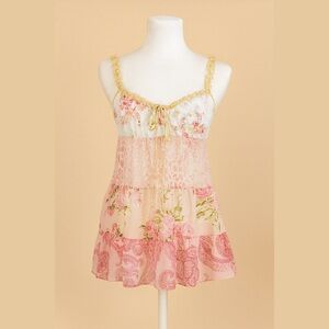 Pink Paisley Print Victoria’s Secret Babydoll Slip Dress Y2K